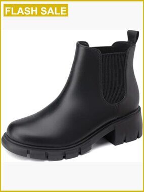 Girls Slip On Lug Sole Chelsea Booties Comfortable Ankle Boots